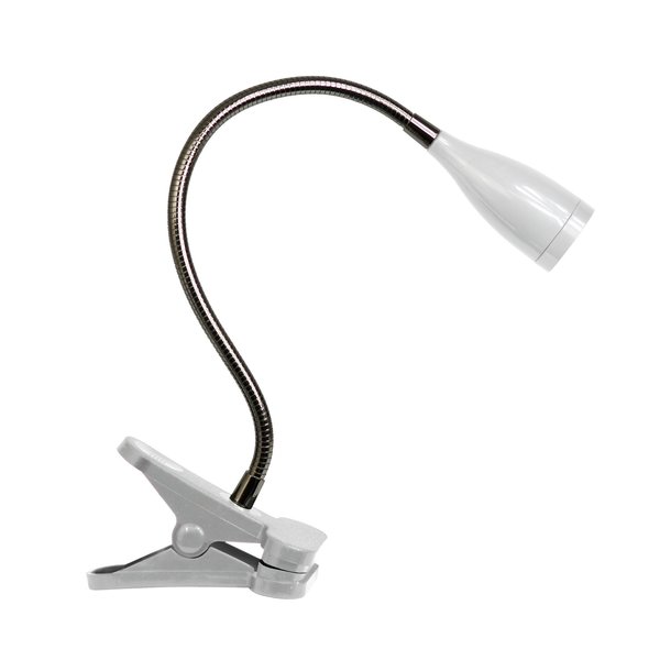 Limelights Flexible Gooseneck LED Clip Light Desk Lamp, White LD2005-WHT